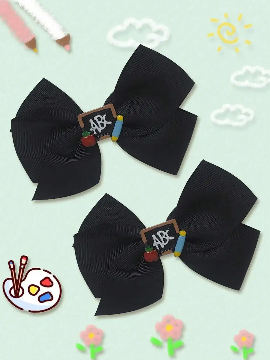 2Pcs 4.7 Inch Back To School Hair Bow With Chalkboard ABC Charm For Women
2Pcs 4.7 Inch Back To School Hair Bow With Chalkboard ABC Charm For Women