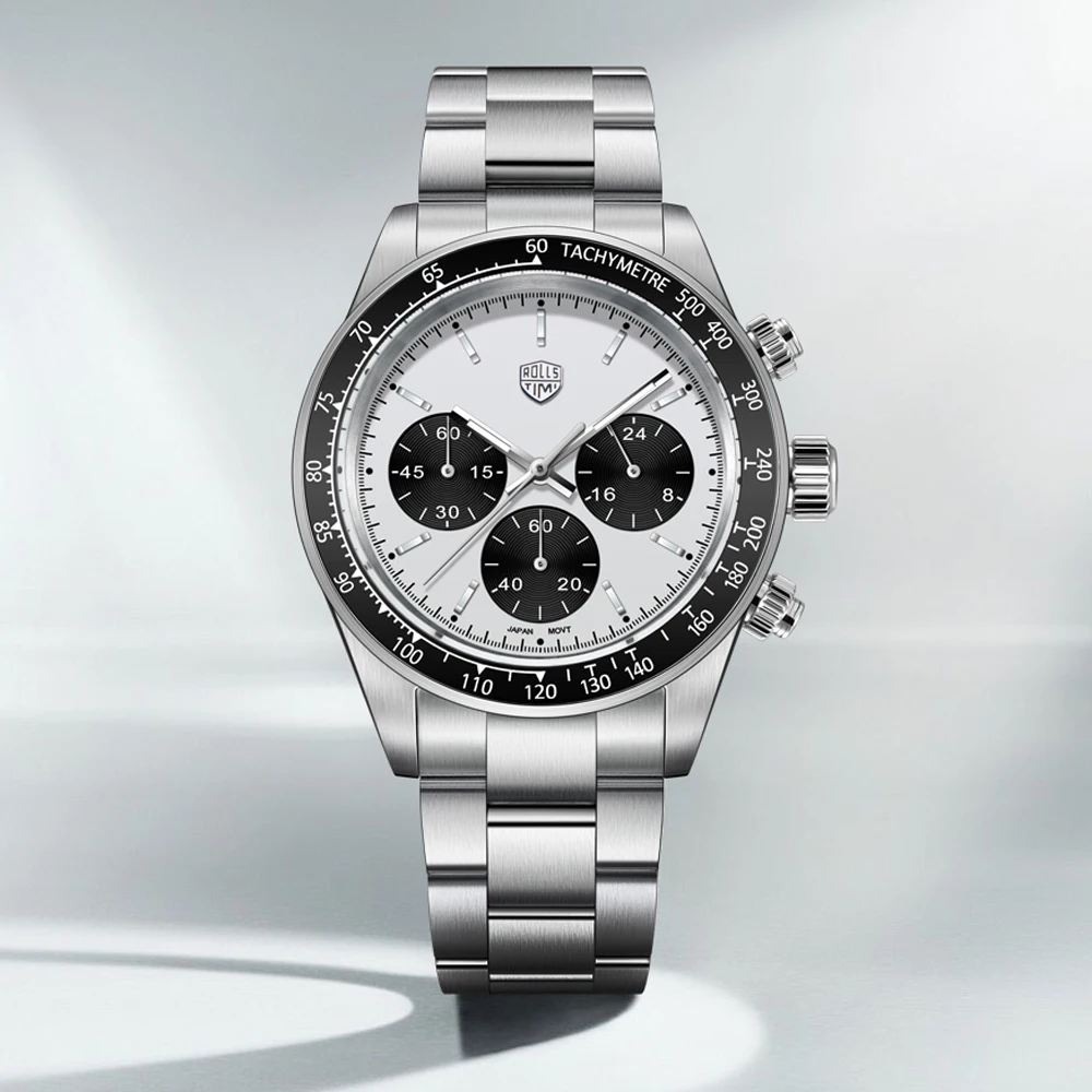 RollsTimi Panda Men's Watches Luxury Quartz Wristwatch Chronograph AR Sapphire Waterproof VK63 Watch For Men Clock Reloj Hombre
RollsTimi Panda Men's Watches Luxury Quartz Wristwatch Chronograph AR Sapphire Waterproof VK63 Watch For Men Clock Reloj Hombre