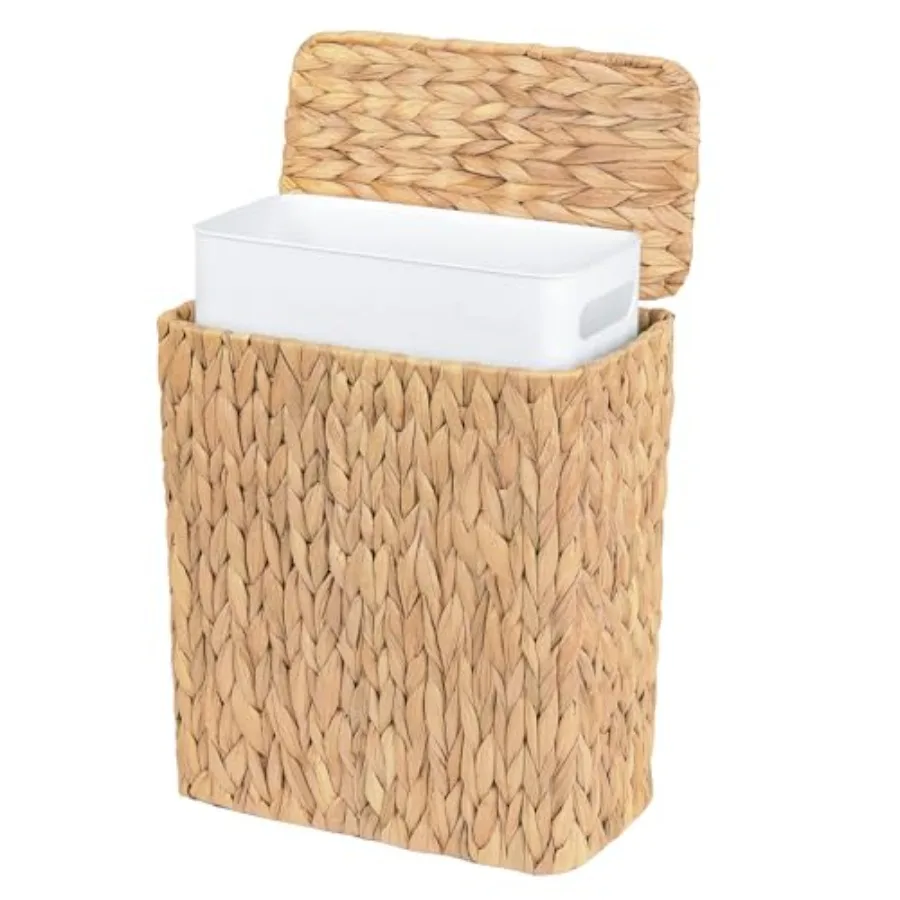 Wicker Trash Can, 3 Gallon Bathroom Trash Can with Lid, Handwoven Water Hyacinth Rattan Waste Basket with Removable Liner and B
Wicker Trash Can, 3 Gallon Bathroom Trash Can with Lid, Handwoven Water Hyacinth Rattan Waste Basket with Removable Liner and B
