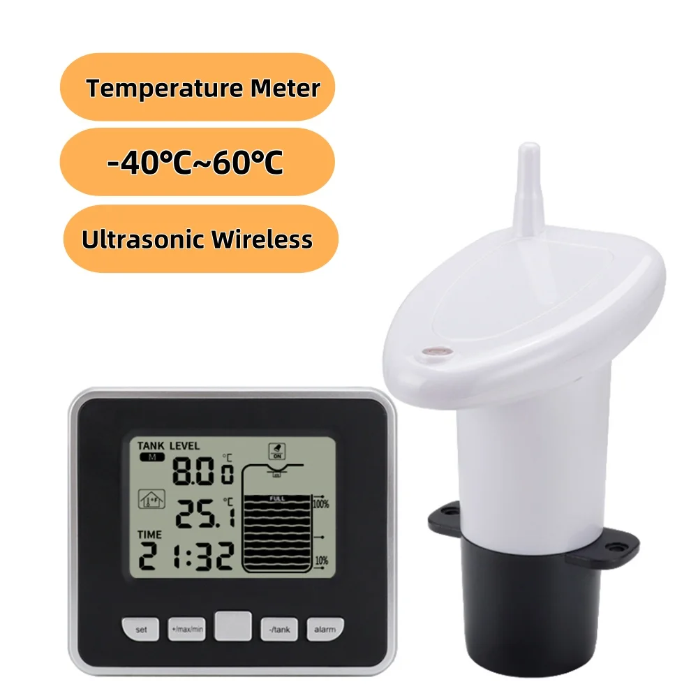 1pc Wireless Ultrasonic Water Level Indicator Gauge Water Tank Sensor Liquid Level Sensor Temperature Meter Wireless Depth Gauge
1pc Wireless Ultrasonic Water Level Indicator Gauge Water Tank Sensor Liquid Level Sensor Temperature Meter Wireless Depth Gauge