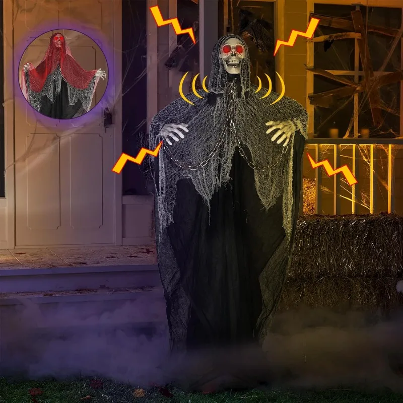 71'' Life Size Halloween Decorations, Halloween Skeleton with Light-Up Eyes & Sound Adjustable Arms Swaying Body Voice/Touch
71'' Life Size Halloween Decorations, Halloween Skeleton with Light-Up Eyes & Sound Adjustable Arms Swaying Body Voice/Touch