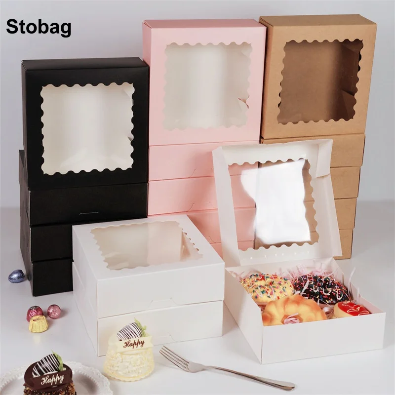 StoBag 10pcs White Kraft Paper Cake Gift Box Transparent with Window Packaging for Chocolate Doughnut Storage Baking Party Favor
StoBag 10pcs White Kraft Paper Cake Gift Box Transparent with Window Packaging for Chocolate Doughnut Storage Baking Party Favor