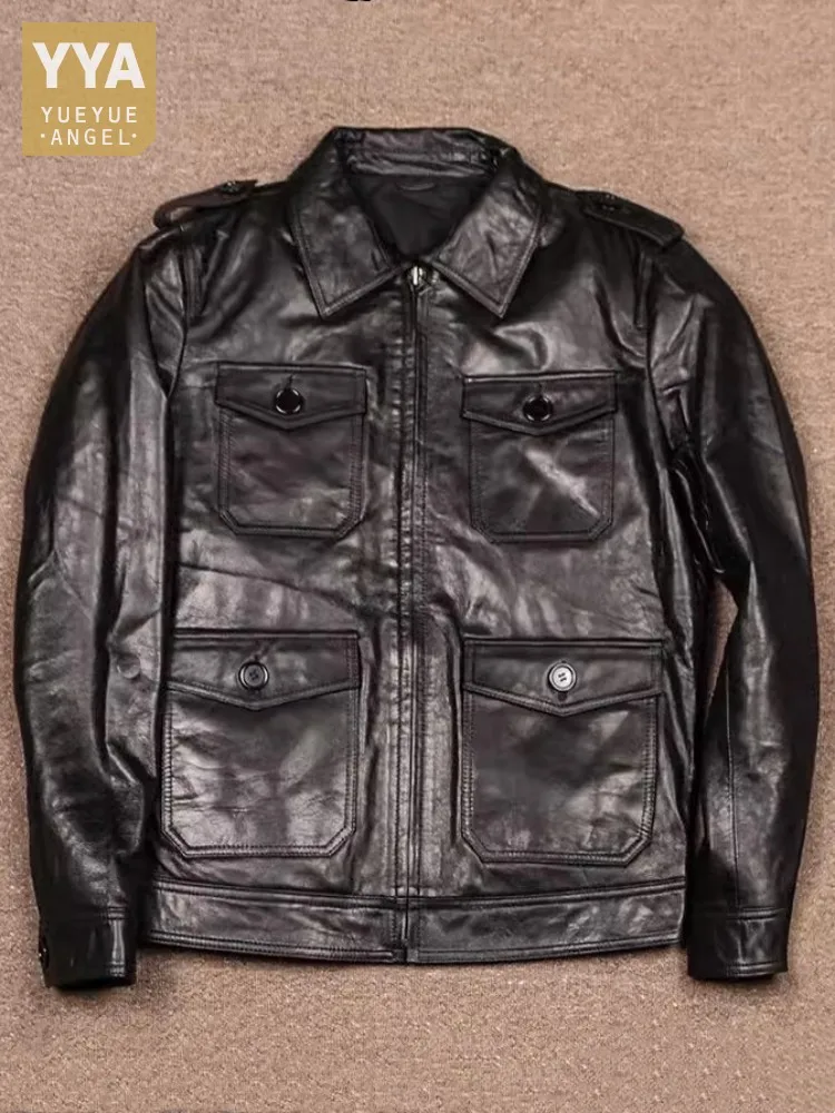 Slim Fit Mens Genuine Leather Motorcycle Jacket Long Sleeve New Spring Vintage Zipper Lapel Goatskin Punk Cargo Short Coat Male
Slim Fit Mens Genuine Leather Motorcycle Jacket Long Sleeve New Spring Vintage Zipper Lapel Goatskin Punk Cargo Short Coat Male
