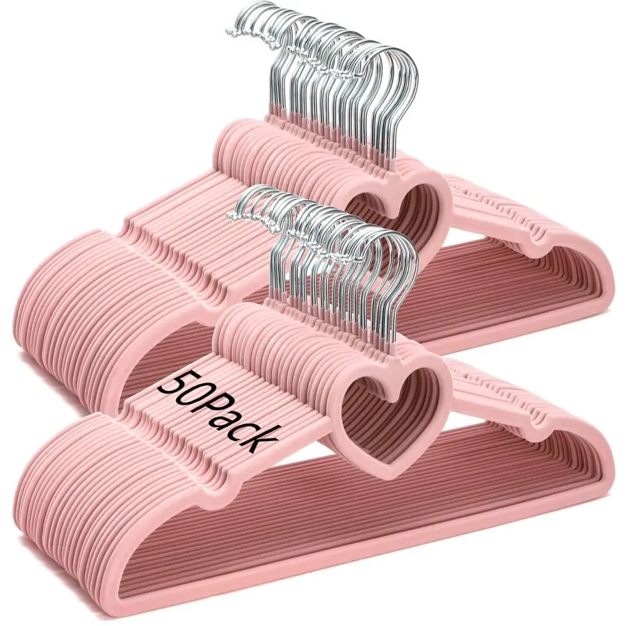 50 Pack Pink Velvet Hangers, NonSlip Clothes Hangers with 360 Degree Rotating Hook Thin Felt Adult Hanger for Coat, Dress, Shirt
50 Pack Pink Velvet Hangers, NonSlip Clothes Hangers with 360 Degree Rotating Hook Thin Felt Adult Hanger for Coat, Dress, Shirt