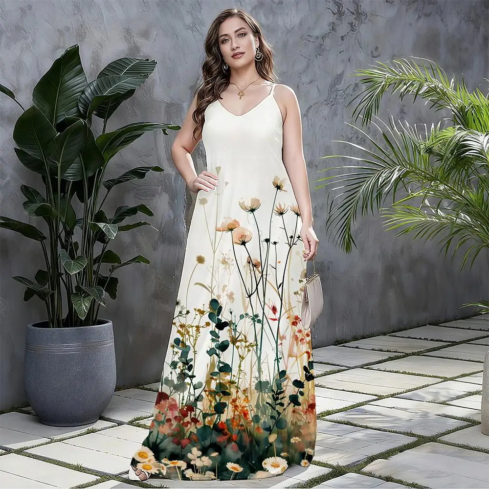 Plus Size Bohemian Print Sundress Women V-Neck Sleeveless Loose-fitting Suspender Dress Summer Beach Party Vacation Beach Dress
Plus Size Bohemian Print Sundress Women V-Neck Sleeveless Loose-fitting Suspender Dress Summer Beach Party Vacation Beach Dress