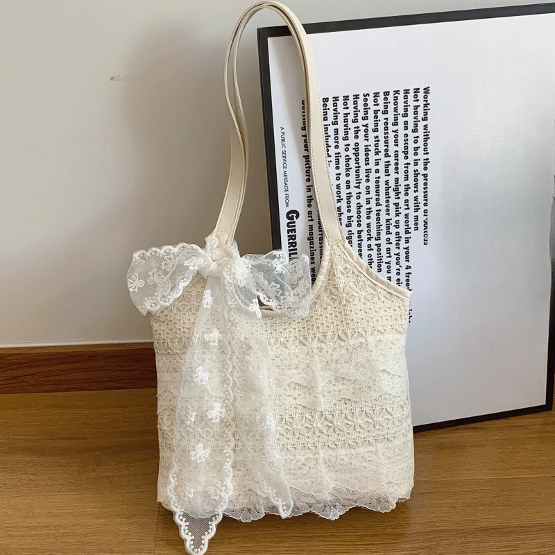 Sweet Bow Lace Women's Beach Shoulder Bag Summer Vacation Style Ladies Commuter Tote Bags Retro Ribbon Female Purse Handbags
Sweet Bow Lace Women's Beach Shoulder Bag Summer Vacation Style Ladies Commuter Tote Bags Retro Ribbon Female Purse Handbags
