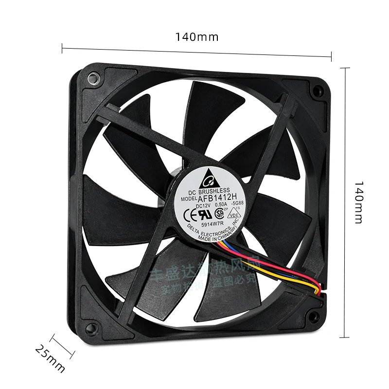 Delta Electronics AFB1412H DC 12 В 0,50 А 140x140x25 мм 4-проводной охлаждающий вентилятор для сервера
Delta Electronics AFB1412H DC 12 В 0,50 А 140x140x25 мм 4-проводной охлаждающий вентилятор для сервера