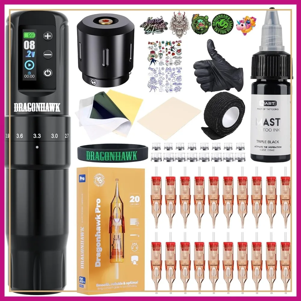 Wireless Beginner Tattoo Kit Cordless Rotary Tattoo Machine Pen Complete Set 7 Strokes 2.4-4.2mm
Wireless Beginner Tattoo Kit Cordless Rotary Tattoo Machine Pen Complete Set 7 Strokes 2.4-4.2mm