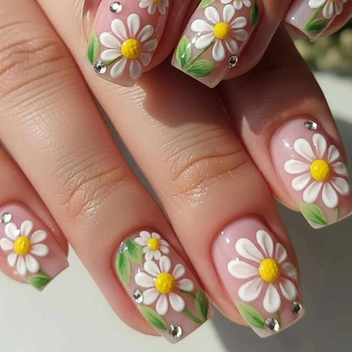 24Pcs Medium Square Spring/Summer New Style Small Fresh 3D Embossed Daisy Flower Detachable Fake Nail, Nail Patch, Perfect Gift for Women, Birthday Gift
24Pcs Medium Square Spring/Summer New Style Small Fresh 3D Embossed Daisy Flower Detachable Fake Nail, Nail Patch, Perfect Gift for Women, Birthday Gift