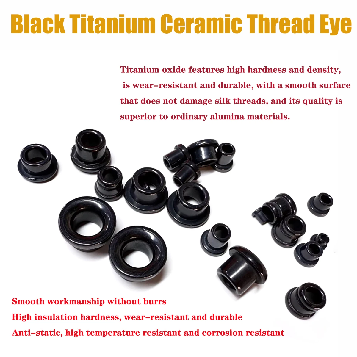 100pcs Textile Machine Ceramic Eyelets Black Threa Guides Wear-Resistant Yarn Guides for Spinning Machines
100pcs Textile Machine Ceramic Eyelets Black Threa Guides Wear-Resistant Yarn Guides for Spinning Machines