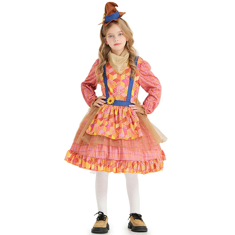 Girls' carnival party performance costumes, children's Halloween role-playing scarecrow performance costumes, dress costumes
Girls' carnival party performance costumes, children's Halloween role-playing scarecrow performance costumes, dress costumes