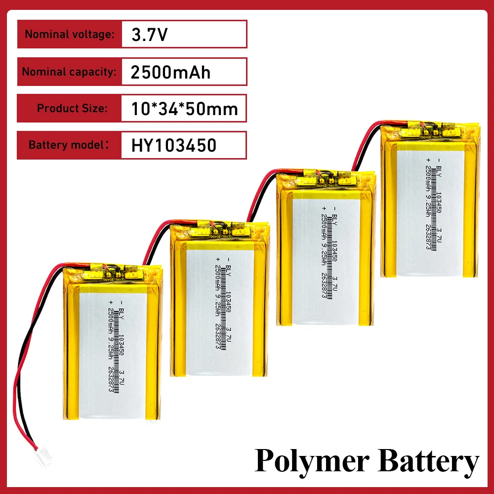 Аккумулятор литий-ионный полимерный перезаряжаемый 3.7V 2500mAh 103450 JST PH 2.0мм 2Pin для камеры, GPS, MP5, Bluetooth-гарнитуры
Аккумулятор литий-ионный полимерный перезаряжаемый 3.7V 2500mAh 103450 JST PH 2.0мм 2Pin для камеры, GPS, MP5, Bluetooth-гарнитуры
