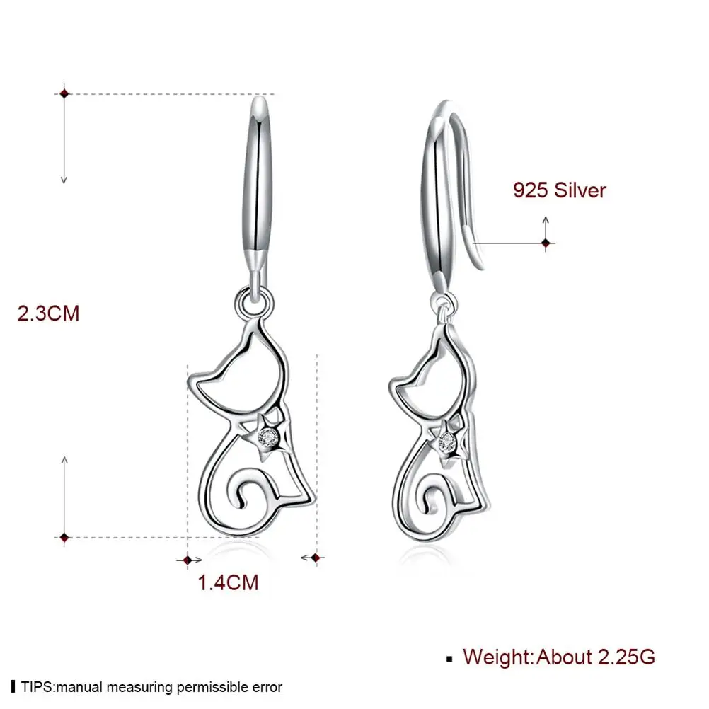 Steel Silver Earrings Women Drop Cat Sterling Zircon Fashion European and American
Steel Silver Earrings Women Drop Cat Sterling Zircon Fashion European and American