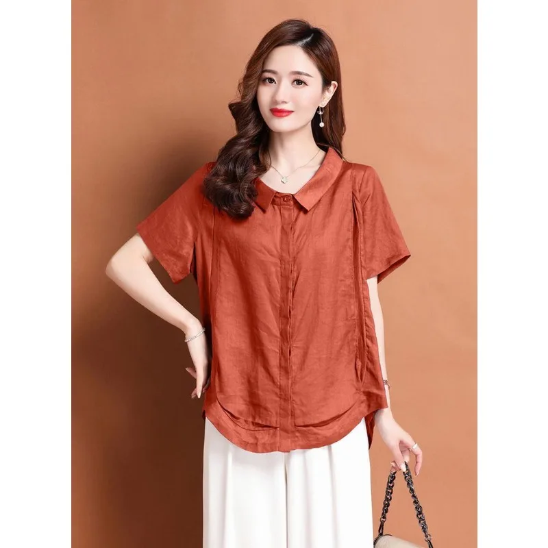 Women's Linen Cotton Peter Pan Collar Loose Short Sleeve Blouse Summer Shirt
Women's Linen Cotton Peter Pan Collar Loose Short Sleeve Blouse Summer Shirt