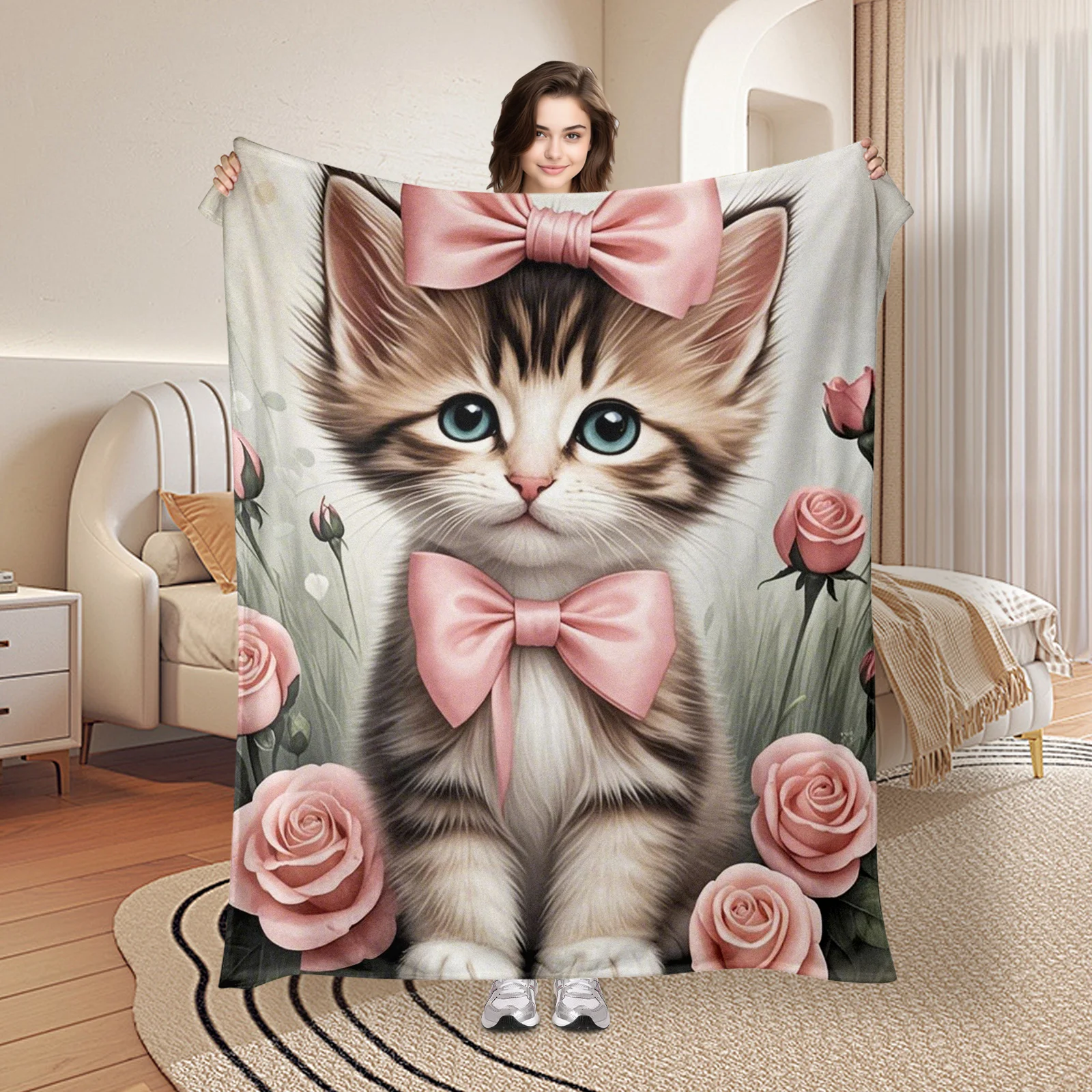 Adorable Pink Cat And Floral Design Animal Themed Cozy Blanket For Kids And Adults Warm And Cute Home Decor Gift Idea
Adorable Pink Cat And Floral Design Animal Themed Cozy Blanket For Kids And Adults Warm And Cute Home Decor Gift Idea