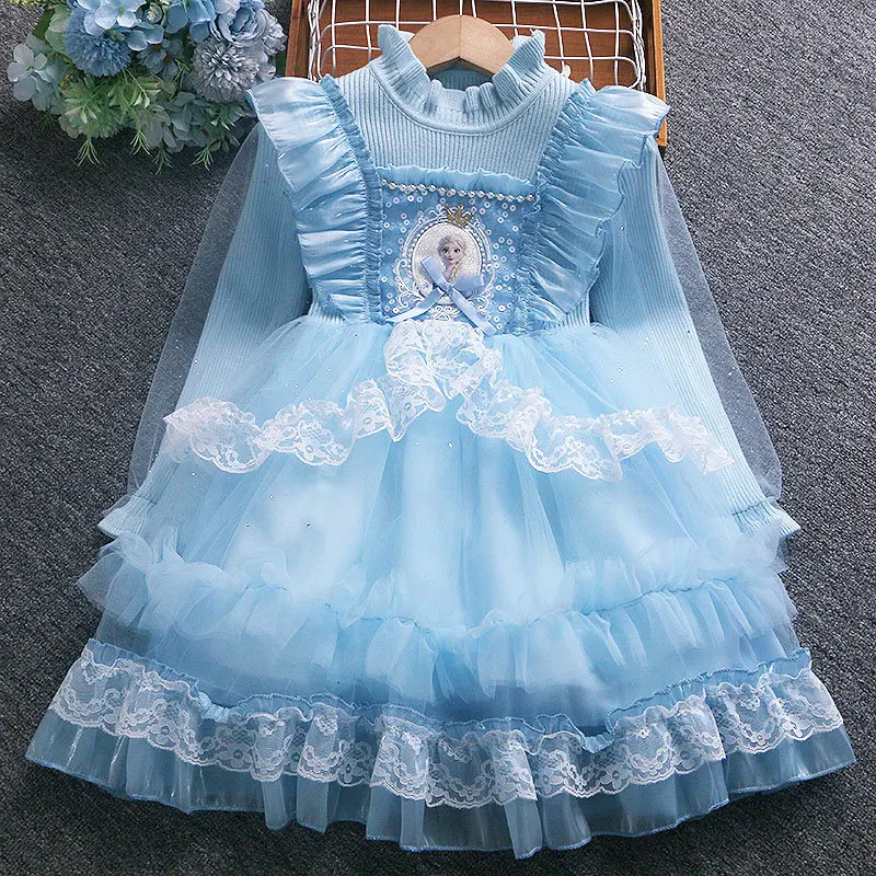 Платье принцессы Диснея и Эльзы, детские кружевные бархатные платья с круглым вырезом для девочек, новые весенние детские пышные платья с длинными рукавами
Платье принцессы Диснея и Эльзы, детские кружевные бархатные платья с круглым вырезом для девочек, новые весенние детские пышные платья с длинными рукавами