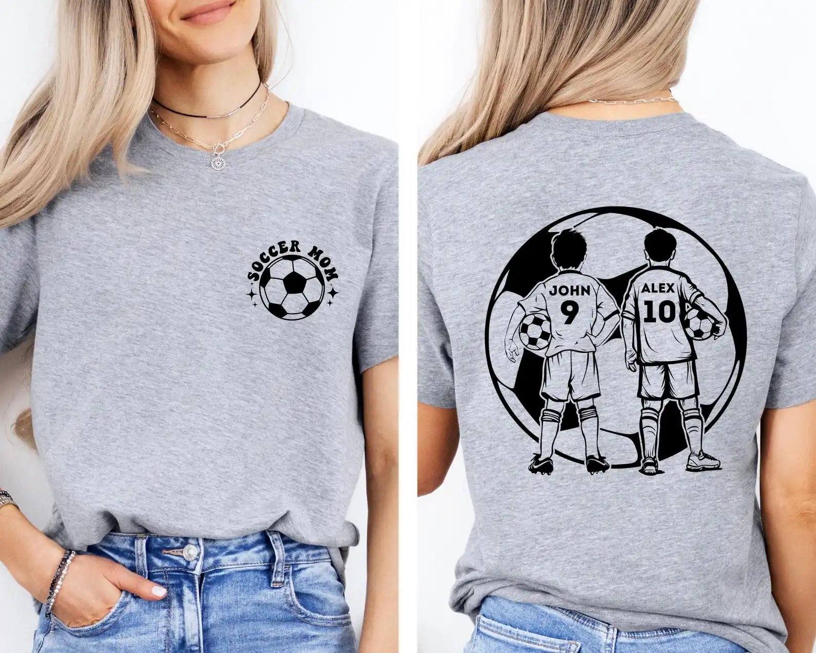 Personalized 2 Boy Player Soccer Mom Shirt With Kid Names Numbers Shirt Football Match Day Shirt Female Men Design Unique Tees
Personalized 2 Boy Player Soccer Mom Shirt With Kid Names Numbers Shirt Football Match Day Shirt Female Men Design Unique Tees