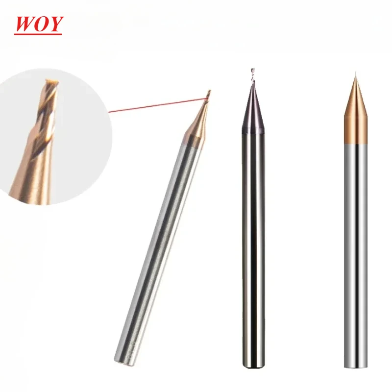 WOY HRC55 Micro Carbide End Mill 2 Flutes 0.2-0.9mm TiAIN Micro Flat 4mm Shank Milling Cutter Carbide CNC Engraving Aluminum
WOY HRC55 Micro Carbide End Mill 2 Flutes 0.2-0.9mm TiAIN Micro Flat 4mm Shank Milling Cutter Carbide CNC Engraving Aluminum
