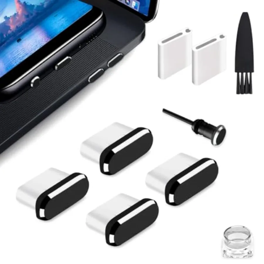 USB C Dust Plug, Type C Dust Cover Charging Port Cap 4 PCS with Cleaning Brush Black, Compatible with iPhone 17 16 15 Pro Max P
USB C Dust Plug, Type C Dust Cover Charging Port Cap 4 PCS with Cleaning Brush Black, Compatible with iPhone 17 16 15 Pro Max P
