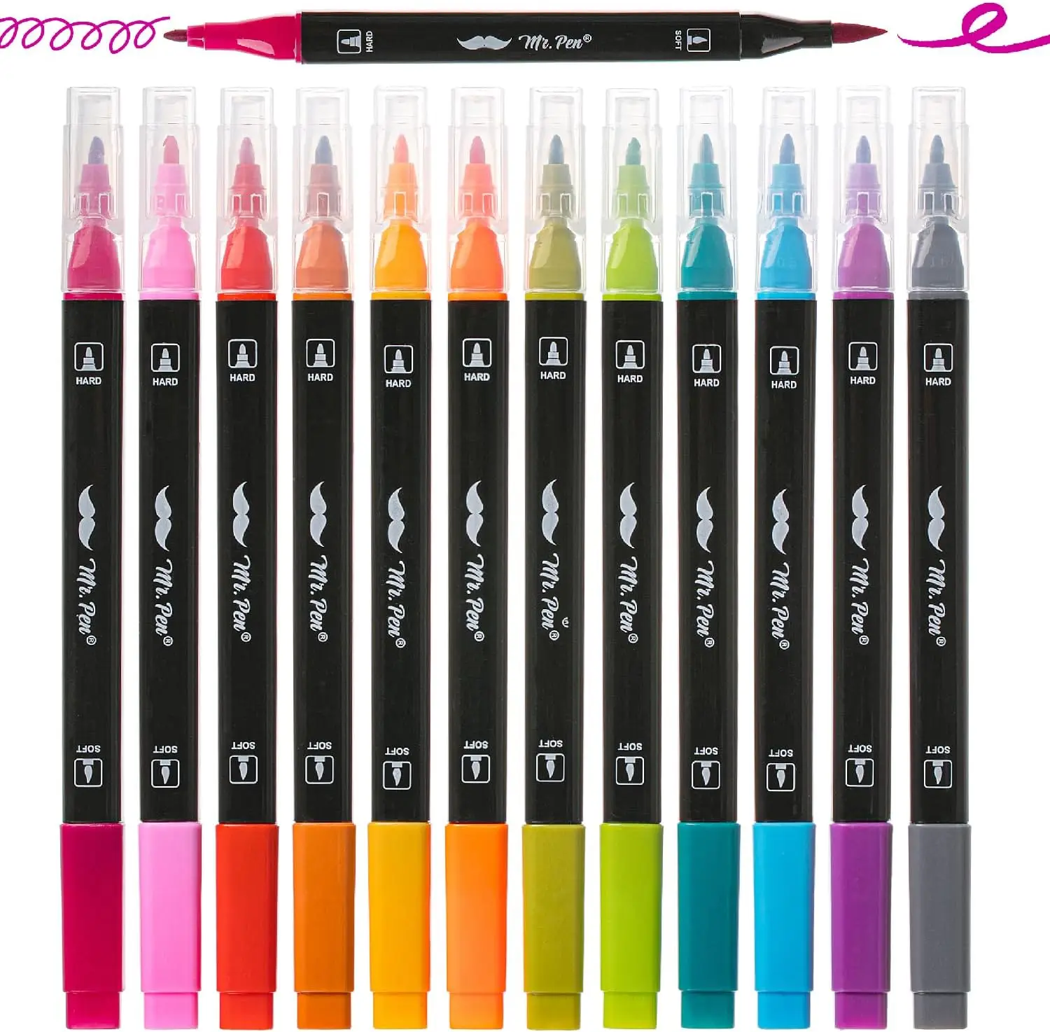 Dual Tip Brush Pens Set 12 Colors, Art Markers for Drawing Lettering Coloring Calligraphy with Fine and Brush Tip
Dual Tip Brush Pens Set 12 Colors, Art Markers for Drawing Lettering Coloring Calligraphy with Fine and Brush Tip