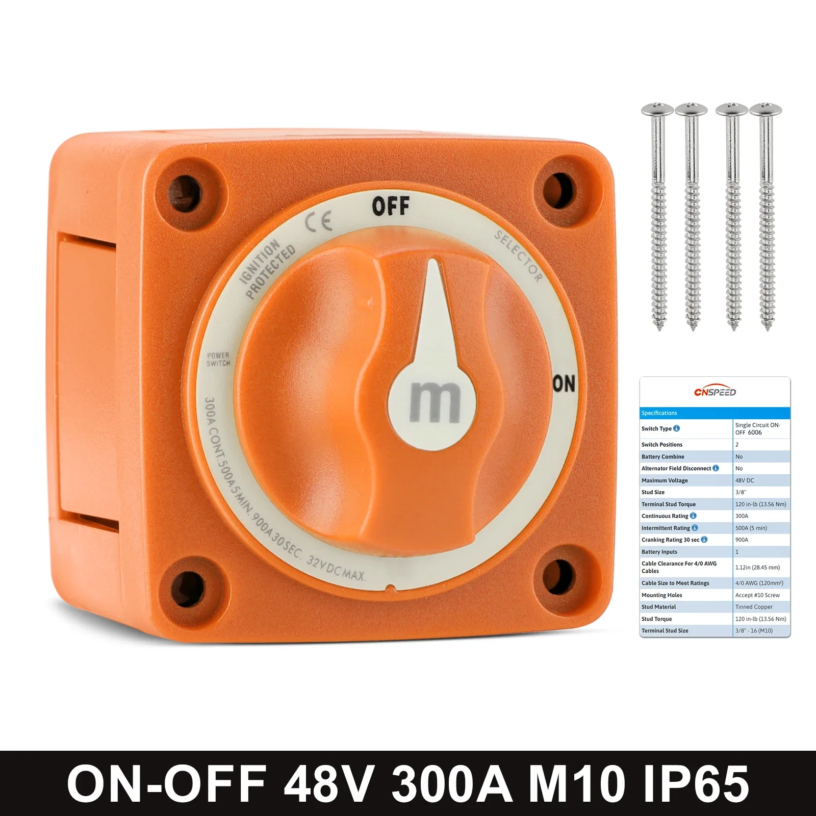 300A 48V For Marine RV Travel Trailer Boat Camper Car IP66 Waterproof 2 Position 6006 M-Series Battery Switch ON/OFF With Knob
300A 48V For Marine RV Travel Trailer Boat Camper Car IP66 Waterproof 2 Position 6006 M-Series Battery Switch ON/OFF With Knob