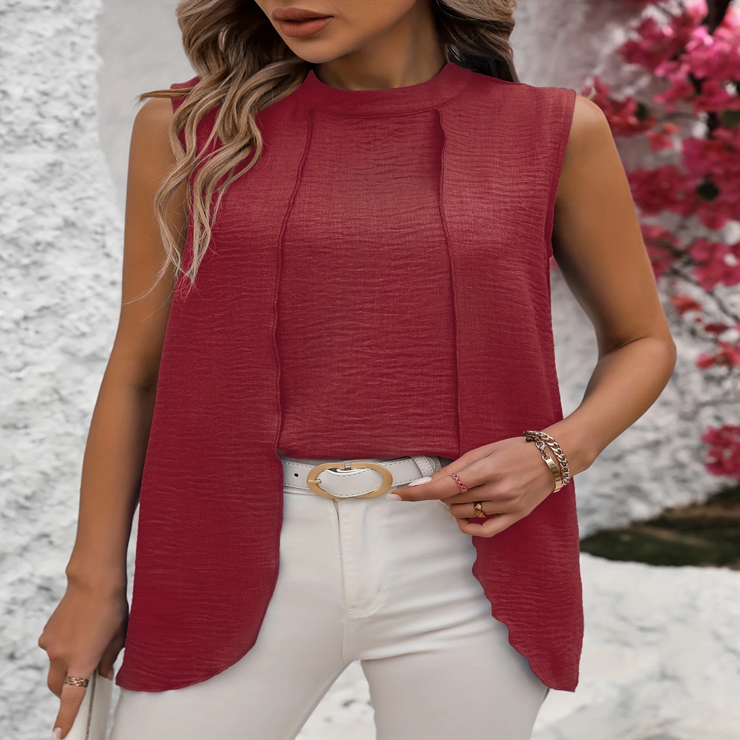 Mock Neck Layered Tank Top, Casual Sleeveless Tank Top For Summer, Women's Clothing
Mock Neck Layered Tank Top, Casual Sleeveless Tank Top For Summer, Women's Clothing