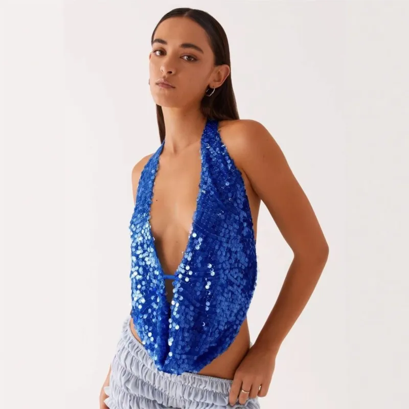 Sequin Halterneck Backless Vest Top Ladies Sequins Sleeveless Backless Sexy Deep V-neck Party Vest Summer 2025 Chic Top
Sequin Halterneck Backless Vest Top Ladies Sequins Sleeveless Backless Sexy Deep V-neck Party Vest Summer 2025 Chic Top