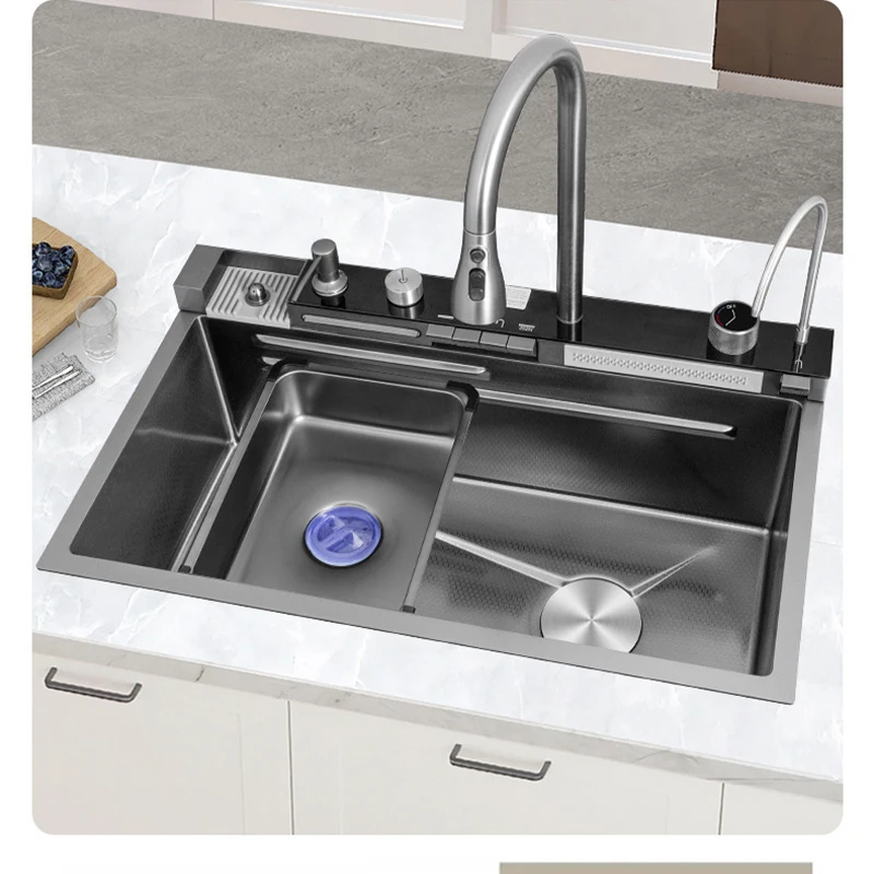 blue/Whale Kitchen Sink Single Bowl Nano Black Honeycomb with LED Digital Display Flying Rain Stainless Steel Large Capacity
blue/Whale Kitchen Sink Single Bowl Nano Black Honeycomb with LED Digital Display Flying Rain Stainless Steel Large Capacity