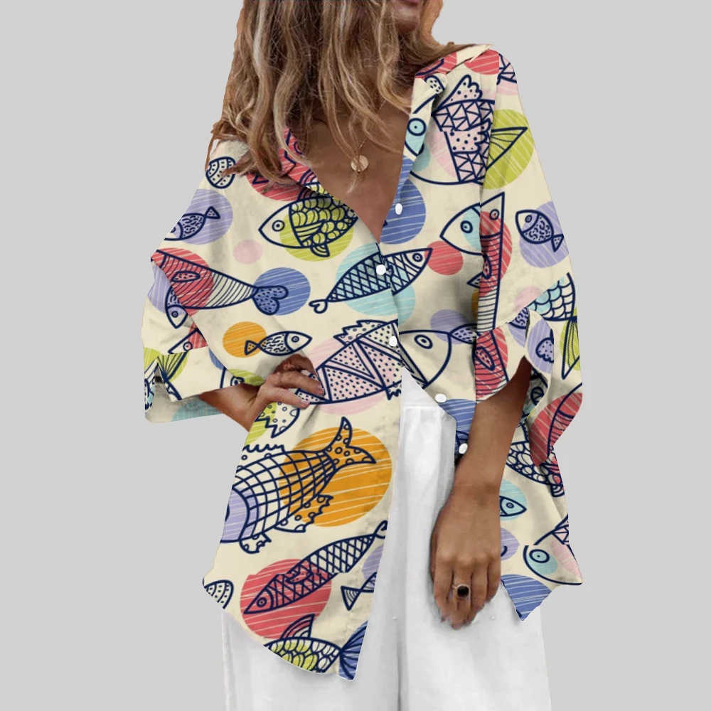 Oversized Top Women's Casual Daily Commuting Shirt Ocean Fish Print Spotted Print Long Sleeves Outfits Spring & Summer
Oversized Top Women's Casual Daily Commuting Shirt Ocean Fish Print Spotted Print Long Sleeves Outfits Spring & Summer