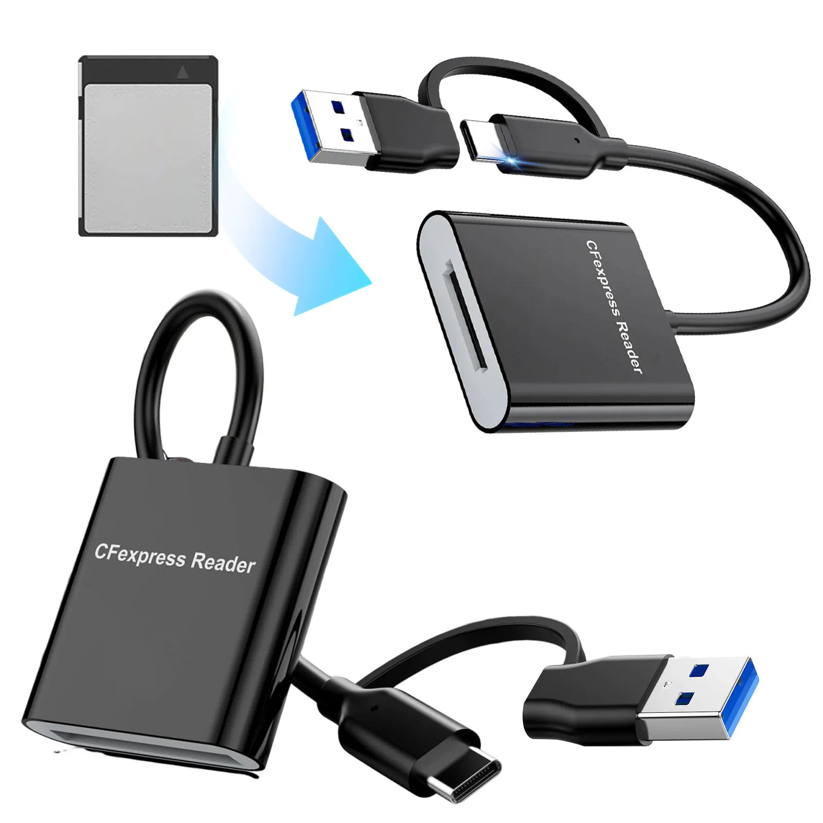 CFexpress Adapter USB-C & A 2-in-1 for Windows/Mac/Linux/for Android Compact Flash Card Reader (Not for Type A/C XQD Card)
CFexpress Adapter USB-C & A 2-in-1 for Windows/Mac/Linux/for Android Compact Flash Card Reader (Not for Type A/C XQD Card)