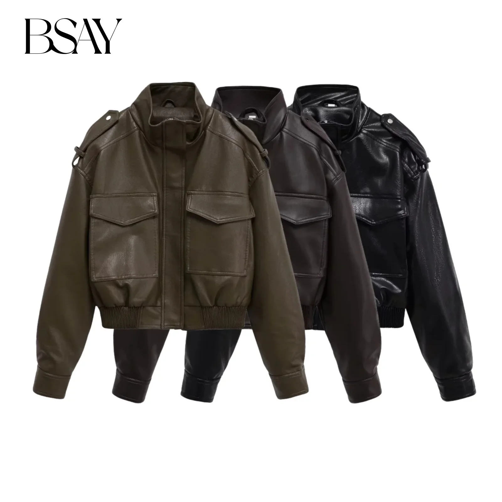 TRAF куртка из искусственной кожи для женщин, модная осенняя новая короткая куртка с откидным карманом и длинными рукавами на молнии и воротником-стойкой, шикарные женские пальто
TRAF куртка из искусственной кожи для женщин, модная осенняя новая короткая куртка с откидным карманом и длинными рукавами на молнии и воротником-стойкой, шикарные женские пальто