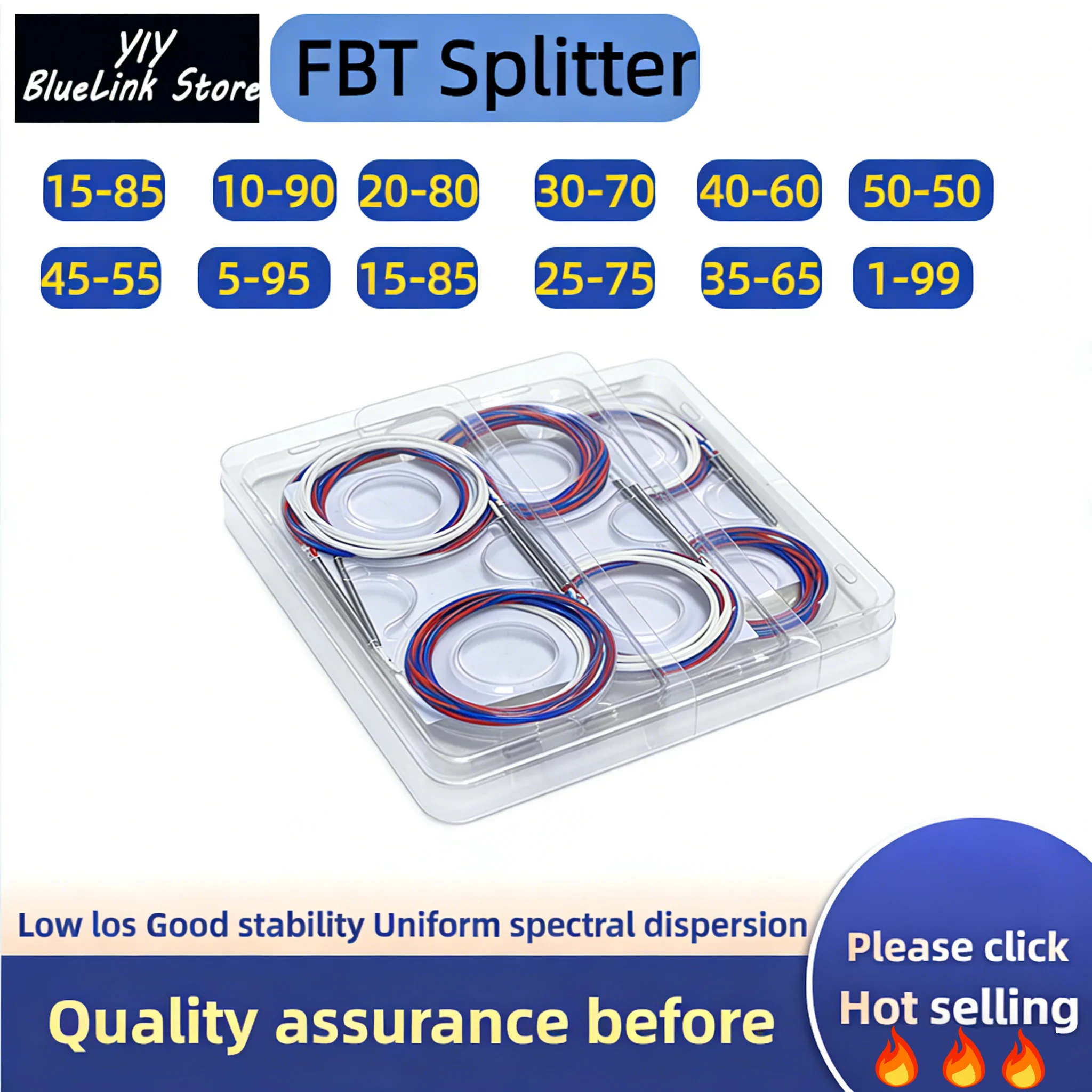 1x2 Fiber Optic Splitter FBT Coupler 10/90 20/80 30/70 40/60 50/50 Ratio SC LC FC ST Connector G657A1 FTTH Fiber Optic Equipment
1x2 Fiber Optic Splitter FBT Coupler 10/90 20/80 30/70 40/60 50/50 Ratio SC LC FC ST Connector G657A1 FTTH Fiber Optic Equipment
