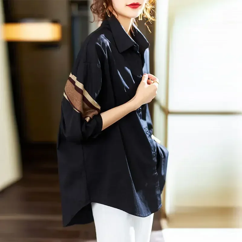 Commute All-match Diamonds Spliced Casual Blouse Female Button Loose Vintage Turn-down Collar Shirt Women's Clothing Spring New
Commute All-match Diamonds Spliced Casual Blouse Female Button Loose Vintage Turn-down Collar Shirt Women's Clothing Spring New