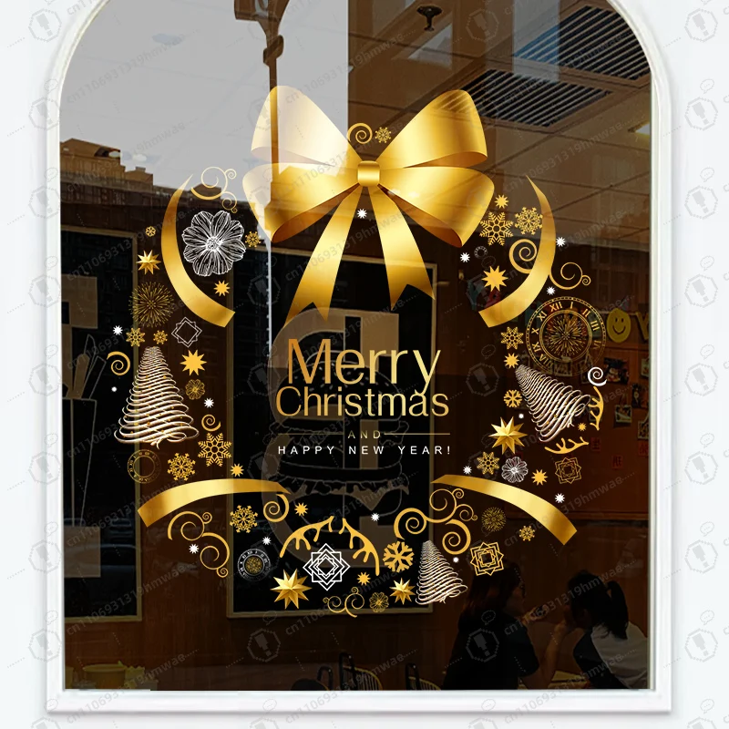 Christmas decorative bow window door glass sticker, atmosphere scene arrangement static glass sticker
Christmas decorative bow window door glass sticker, atmosphere scene arrangement static glass sticker