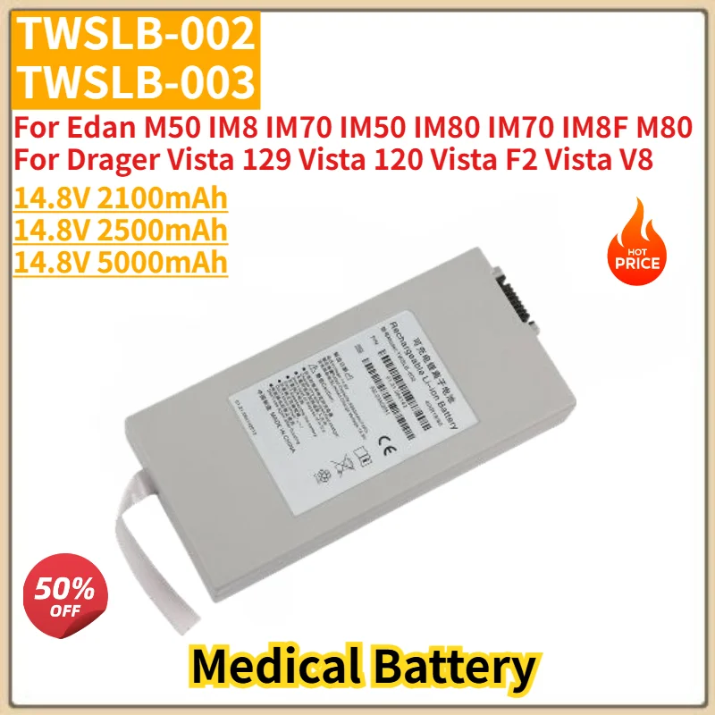High Quality TWSLB-002 2100mAh 2500mAh 5000mAh Battery For EDAN IM50 IM60 M3 M60 F2 M50 M80 IM80 IM8 IM70 Patient Monitors
High Quality TWSLB-002 2100mAh 2500mAh 5000mAh Battery For EDAN IM50 IM60 M3 M60 F2 M50 M80 IM80 IM8 IM70 Patient Monitors