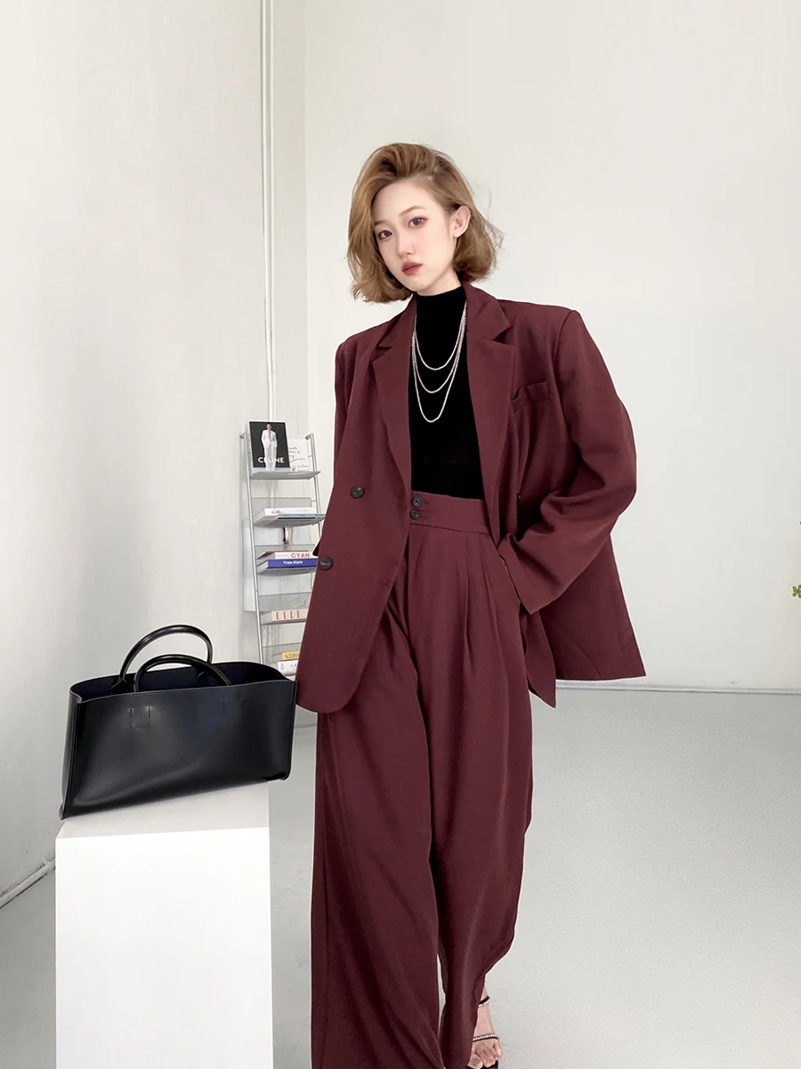 Spring Autumn Women's Suit Set High Waist Loose Wide Leg Pants Two Piece Set Commute Style Long Sleeve Button up Formal Wear
Spring Autumn Women's Suit Set High Waist Loose Wide Leg Pants Two Piece Set Commute Style Long Sleeve Button up Formal Wear