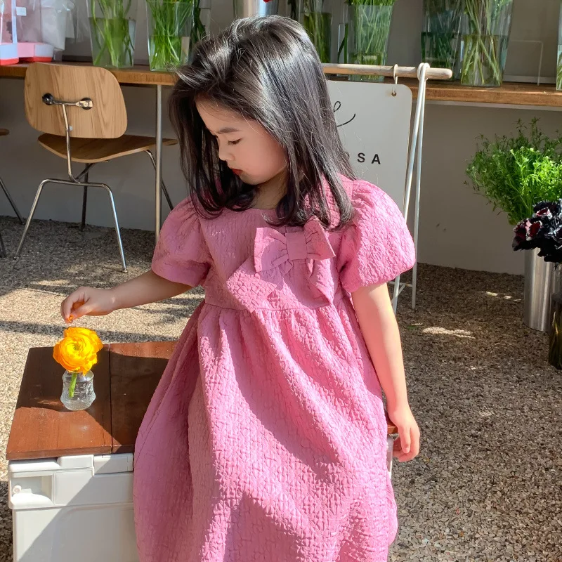 Girls Sweet Bow Princess Dress Fashion Loose Casual Cute O-Neck Puff Short Sleeve Dresses Summer New High Waist A-Line Frock
Girls Sweet Bow Princess Dress Fashion Loose Casual Cute O-Neck Puff Short Sleeve Dresses Summer New High Waist A-Line Frock