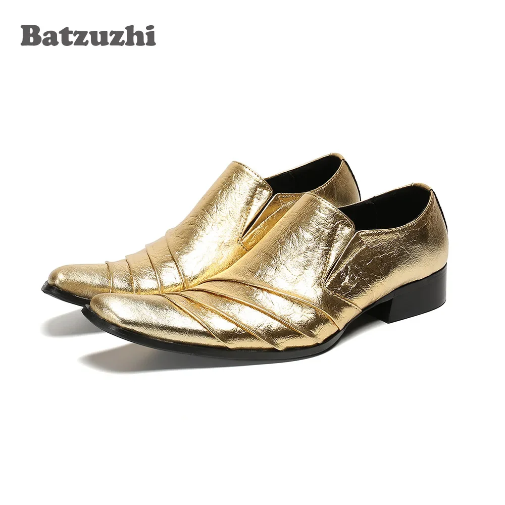Batzuzhi Mens Dress Shoes Vintage Metal Pointed Toe Fashion Gold Leather Dress Shoes Men Party and Wedding Shoes, EU38-46
Batzuzhi Mens Dress Shoes Vintage Metal Pointed Toe Fashion Gold Leather Dress Shoes Men Party and Wedding Shoes, EU38-46