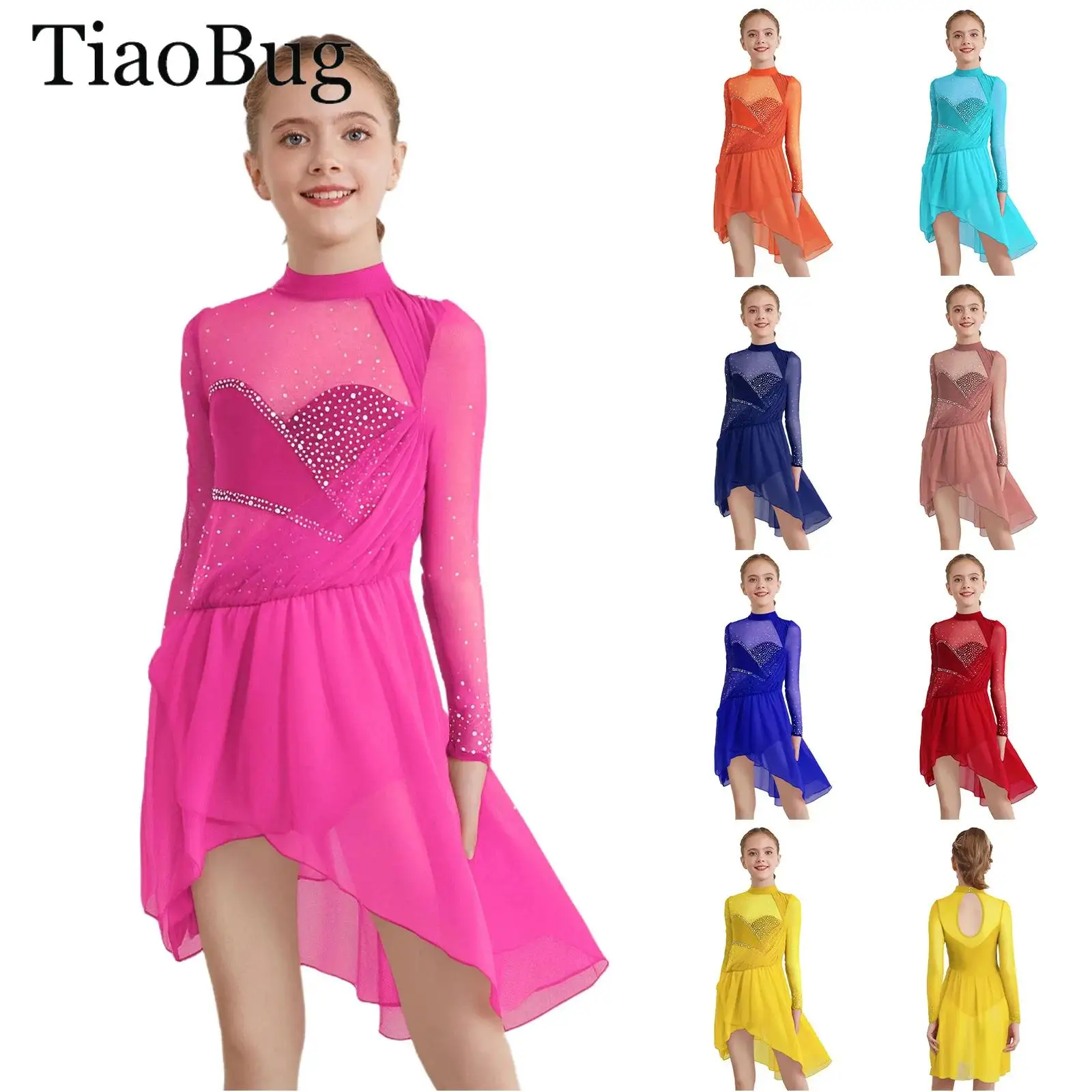 Girls Sparkly Rhinestones Ballet Gymnastics Figure Ice Skating Leotard Dress Long Sleeves Sheer Mesh Split Lyrical Dance Costume
Girls Sparkly Rhinestones Ballet Gymnastics Figure Ice Skating Leotard Dress Long Sleeves Sheer Mesh Split Lyrical Dance Costume