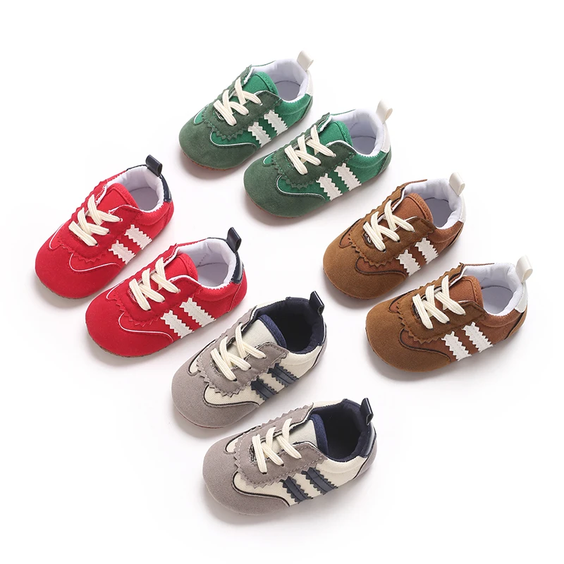 0-18M Infant Soft Sole Sneakers, Baby Shoes with Striped Design, Breathable Lace-Up, 4 Colors for Pre-Walkers Daily Wear
0-18M Infant Soft Sole Sneakers, Baby Shoes with Striped Design, Breathable Lace-Up, 4 Colors for Pre-Walkers Daily Wear