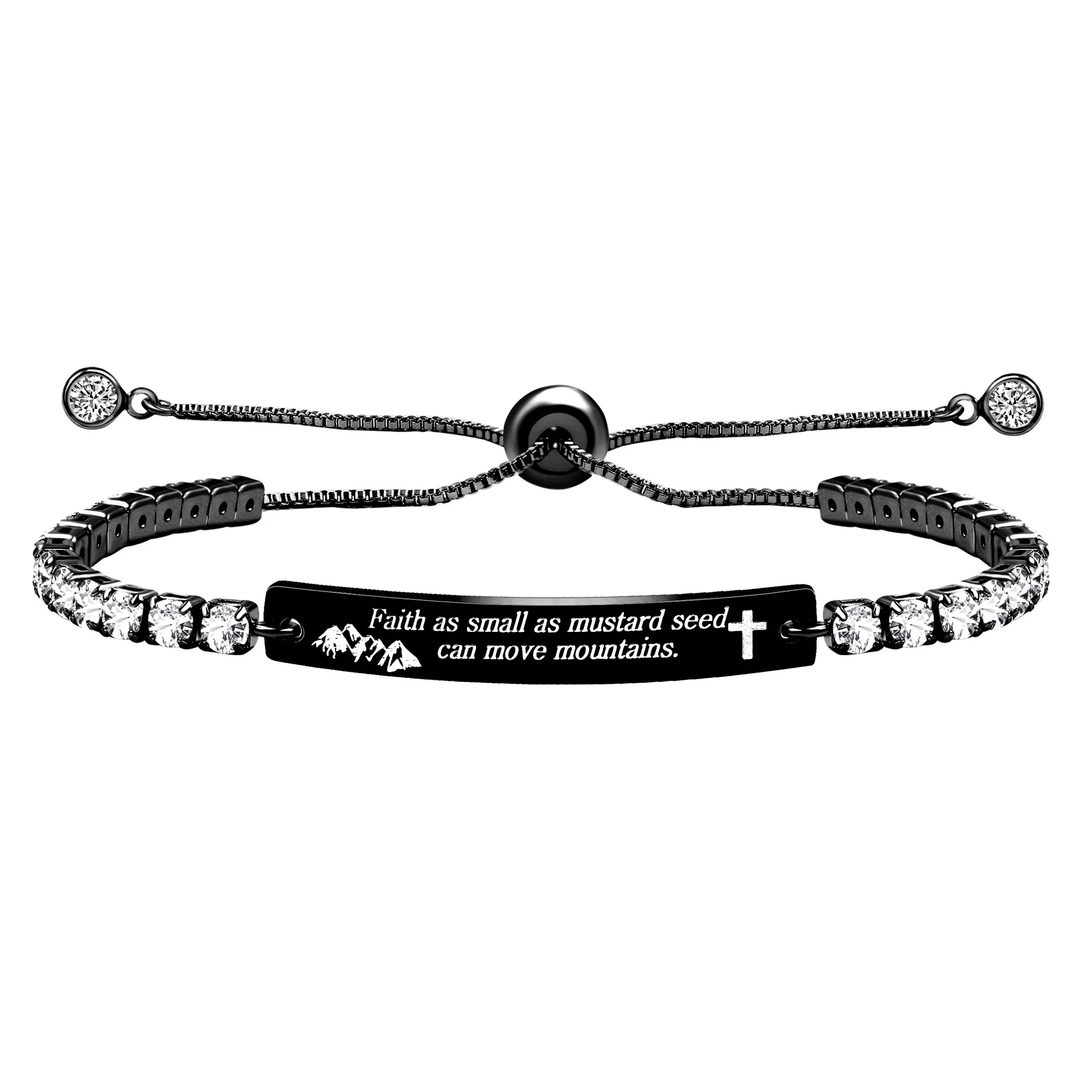 Cross Faith Bracelet Inspirational Quotes Adjustable Pulling Couple Inlaid Zircon Travel Commemorative Luxury Gift Customization
Cross Faith Bracelet Inspirational Quotes Adjustable Pulling Couple Inlaid Zircon Travel Commemorative Luxury Gift Customization