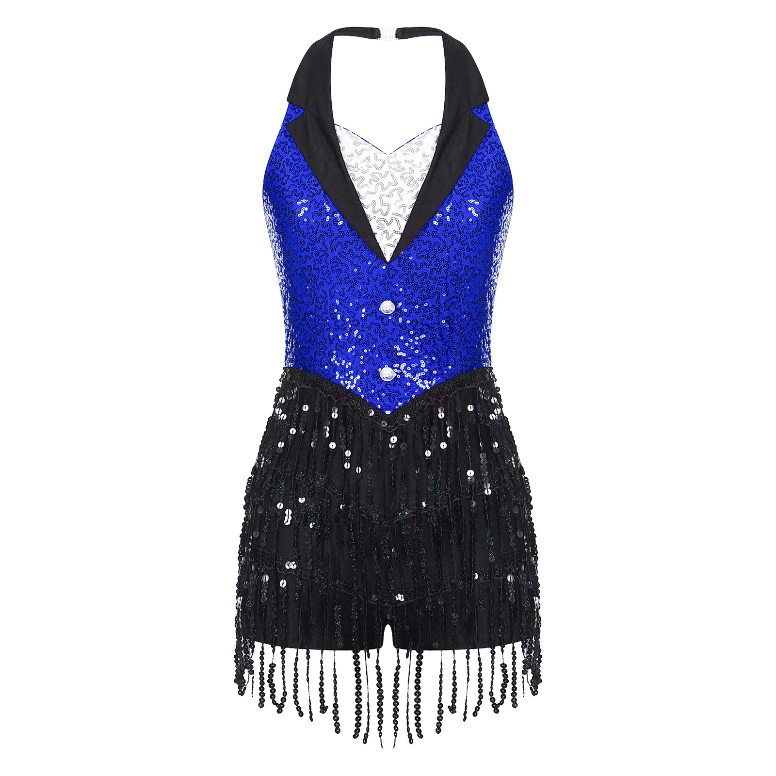Women Sexy Tuxedo Bodysuit Dress Shiny Sequined Fringe Latin Dance Leotard Jazz Tango Salsa Samba Dancing Performance Costume
Women Sexy Tuxedo Bodysuit Dress Shiny Sequined Fringe Latin Dance Leotard Jazz Tango Salsa Samba Dancing Performance Costume