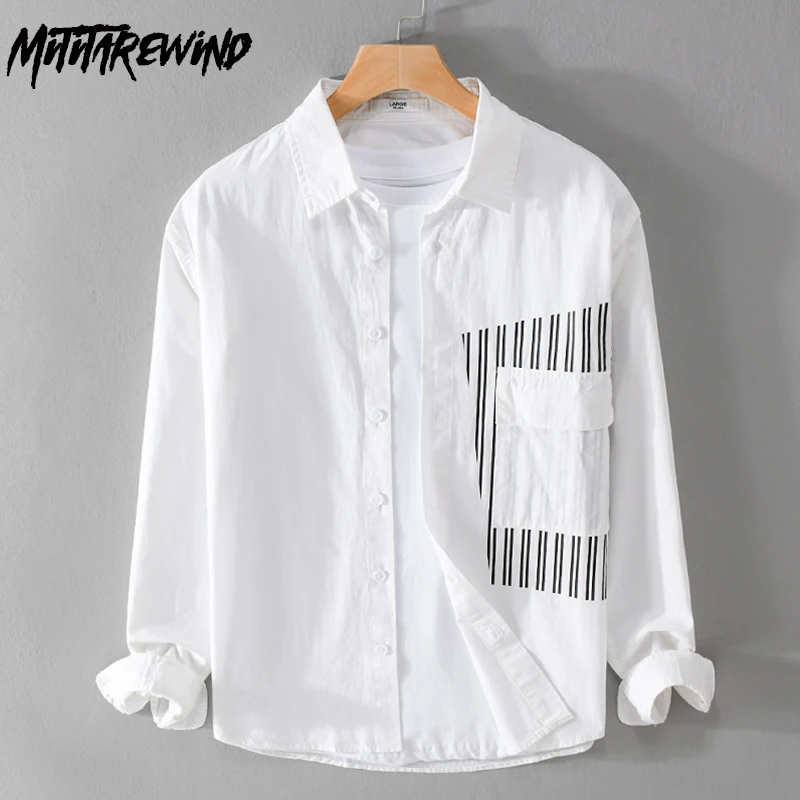 Spring New White Shirt Men Daily Loose Casual Long Sleeve Shirts Striped Patchwork Pure Cotton Men's Shirts Fashion Youth Tops
Spring New White Shirt Men Daily Loose Casual Long Sleeve Shirts Striped Patchwork Pure Cotton Men's Shirts Fashion Youth Tops