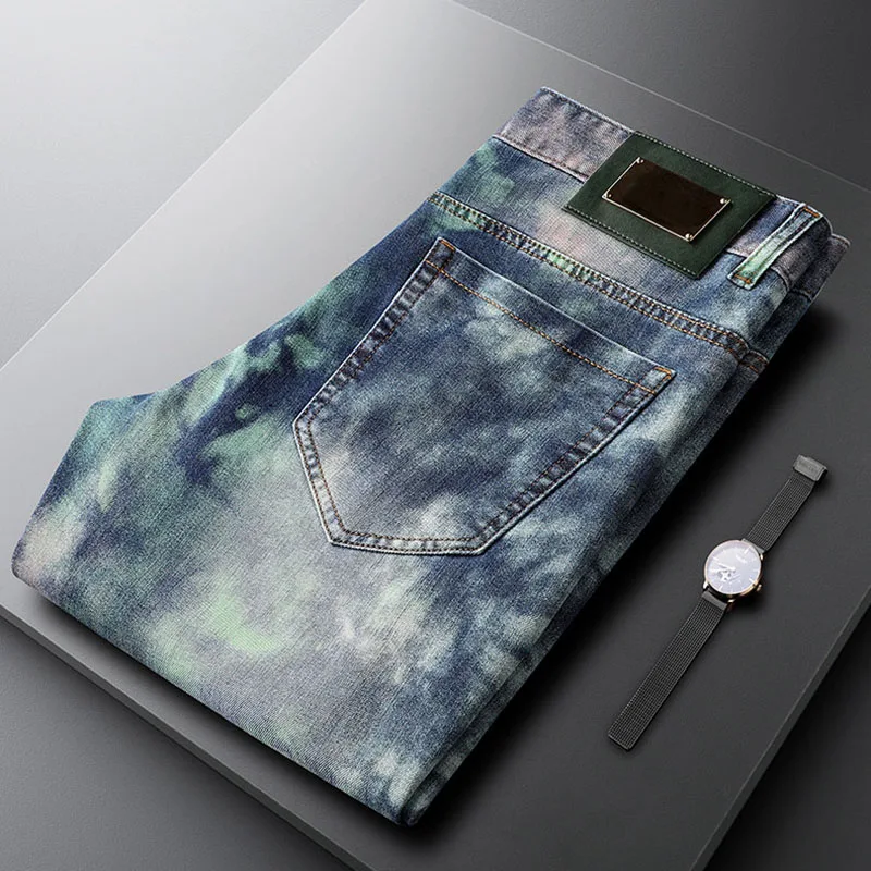 High sense flower spray print casual jeans men slim slim feet men summer slim men pants handsome
High sense flower spray print casual jeans men slim slim feet men summer slim men pants handsome