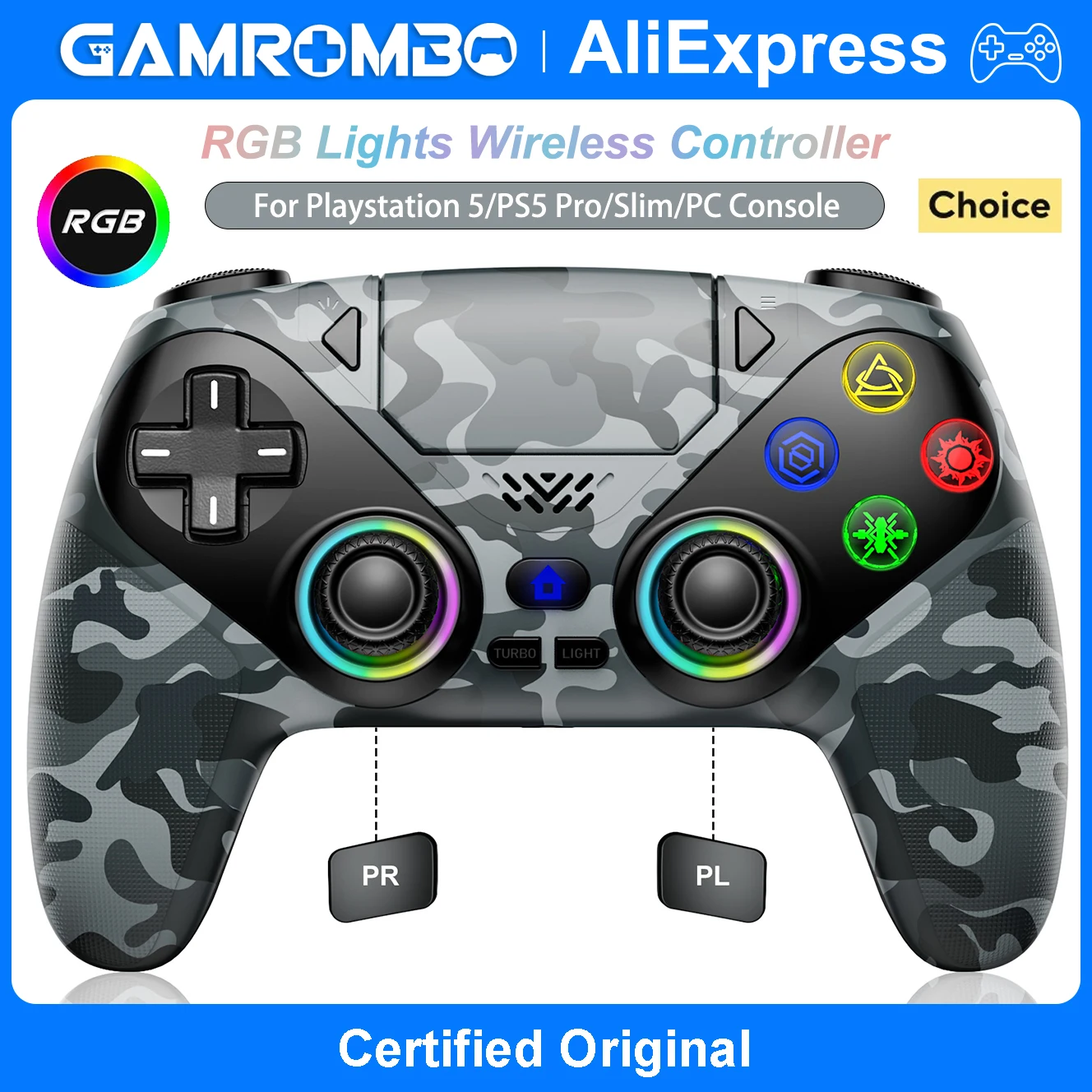 Беспроводной RGB-контроллер для PlayStation 5/PS5 Pro/Slim/ПК, геймпады с двойной вибрацией, функциями макрос/турбо и аудиоразъемом 3,5 мм
Беспроводной RGB-контроллер для PlayStation 5/PS5 Pro/Slim/ПК, геймпады с двойной вибрацией, функциями макрос/турбо и аудиоразъемом 3,5 мм