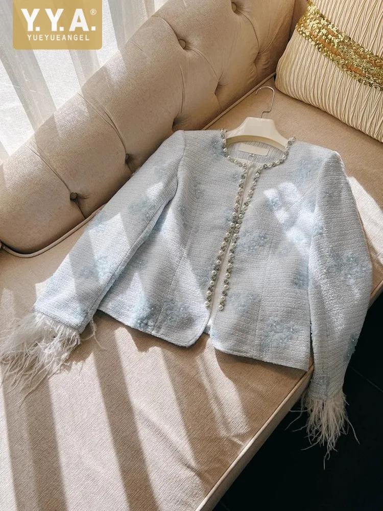 Top Quality Women Brand Sequined Embroidery Pearls Beading Jacket Elegant Ladies Party Feathers Coat O Neck Flowers Outwear Tops
Top Quality Women Brand Sequined Embroidery Pearls Beading Jacket Elegant Ladies Party Feathers Coat O Neck Flowers Outwear Tops