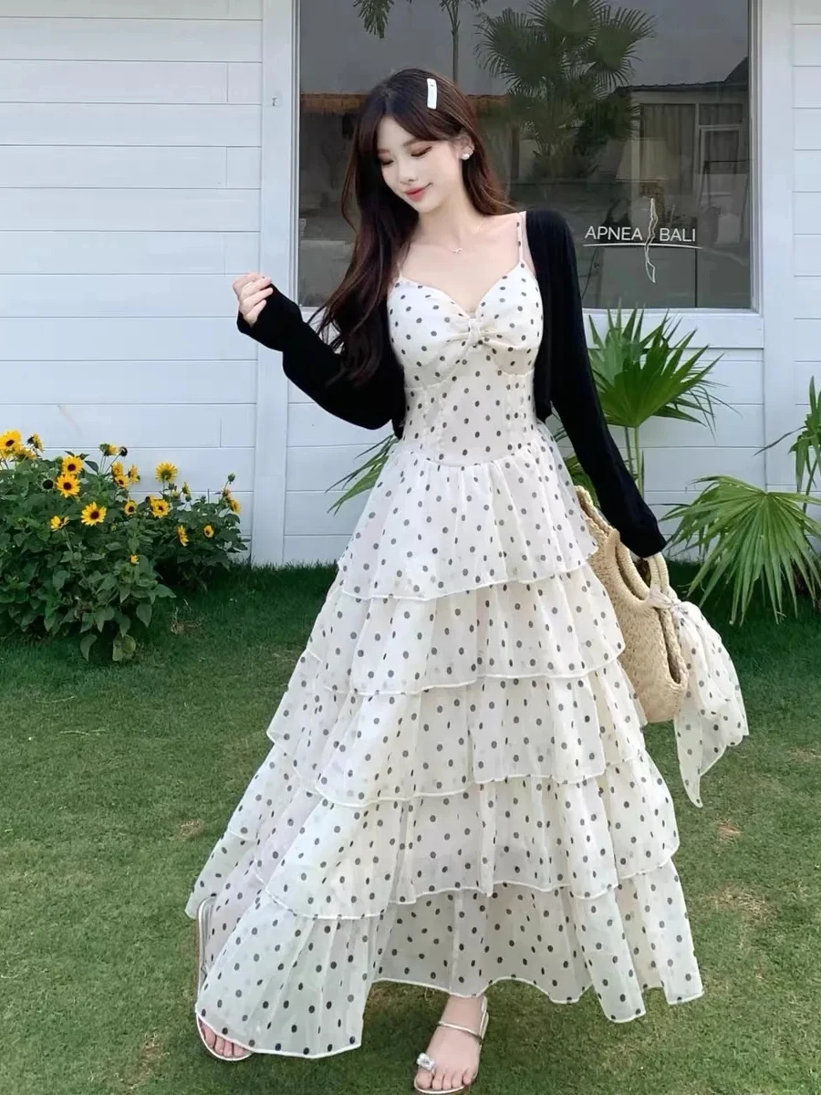 plus Size Women's Gentle Wave Dot Strap Dress Long Sleeve Open Cardigan Slimming Elegant Spring Summer New Style Two Piece Set
plus Size Women's Gentle Wave Dot Strap Dress Long Sleeve Open Cardigan Slimming Elegant Spring Summer New Style Two Piece Set
