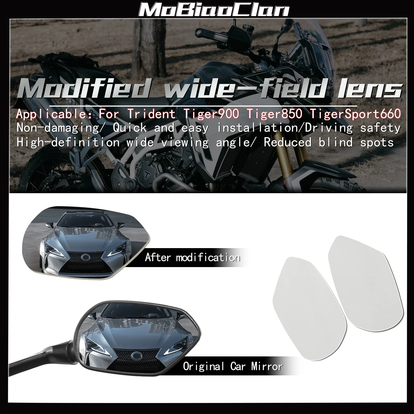 For Trident Tiger900 Tiger 850 Tiger Sport 660 Motorcycle Convex Mirror Increase Rearview Mirrors Side Mirror View Vision Lens
For Trident Tiger900 Tiger 850 Tiger Sport 660 Motorcycle Convex Mirror Increase Rearview Mirrors Side Mirror View Vision Lens