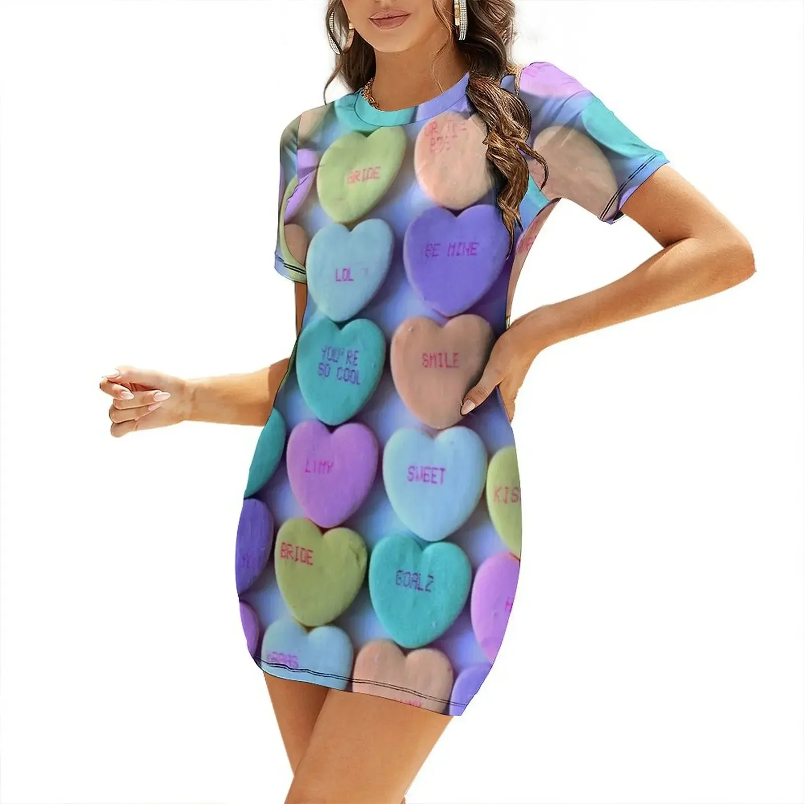 Tiny Conversation Hearts Pattern. Candy Background Short-Sleeved Dress chic and elegant evening dress women clothes
Tiny Conversation Hearts Pattern. Candy Background Short-Sleeved Dress chic and elegant evening dress women clothes