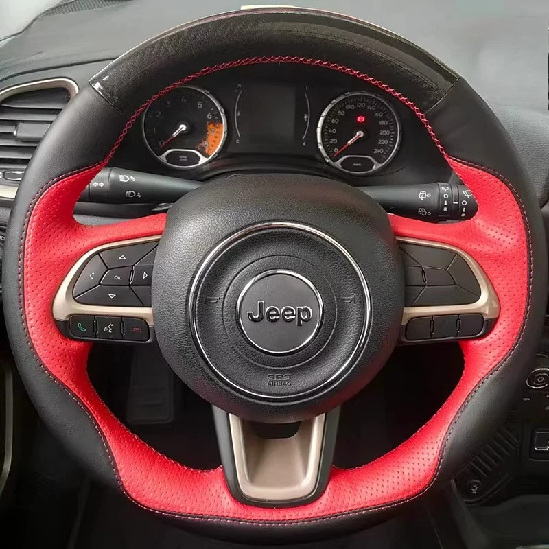 Hand-stitched non-slip Black red genuine Genuine leather Carbon Fiber car steering wheel cover For Jeep Compass Renegade Fiat
Hand-stitched non-slip Black red genuine Genuine leather Carbon Fiber car steering wheel cover For Jeep Compass Renegade Fiat